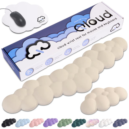 Create-ables Qloud Cloud Wrist Rest Keyboard Wrist Rest for Computer Keyboard Pad, Cloud Keyboard Wrist Rest, Wrist Pad for Keyboard, Memory Foam, Non Slip Base, Comes with Mouse Pad - Beige