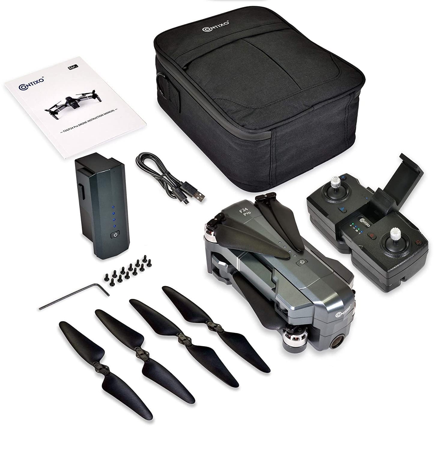 Contixo F24 Pro Drones With Camera For Adults, 30 Minutes Flight Time, 4K UHD Foldable RC Quadcopter GPS Return Home, Foldable FPV Brushless Motors Profession Flying Drone With Carrying Case