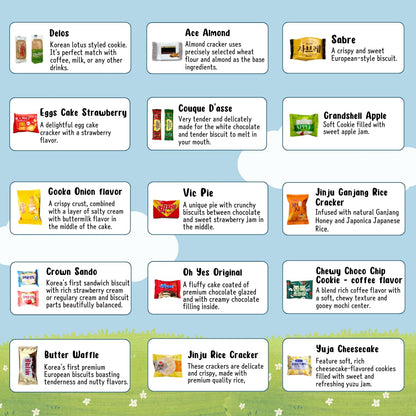 Korean snack box variety pack, 50 count individually wrapped, care package sampler with candy, cookies, chips, and treats, gift bundle for kids, students, adults, and snack lovers