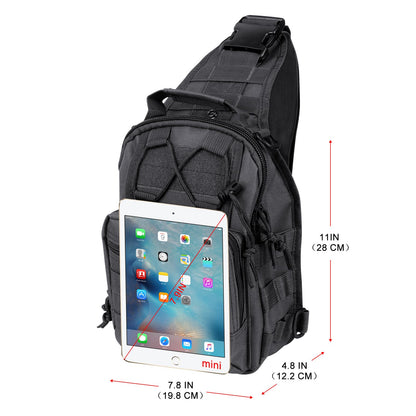 Qcute Tactical Backpack, Waterproof Military Cross-body Molle Sling Shoulder Backpack Chest Bag for Outdoor Every Day Carry (Black)