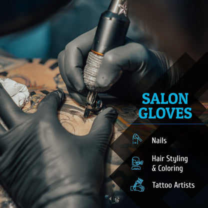 Hand-E Touch Black Nitrile Disposable Gloves Large, 50 Count - BBQ, Tattoo, Hair Dye, Cooking, Mechanic Gloves - Powder and Latex Free - Tattoo Supplies