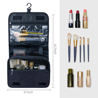 Lcsmaokin Large Capacity Toiletry Bag Travel Bag with Hanging Hook for Men and Women Waterproof Travel Cosmetic Bag Bathroom Storage Bag for Brushes Set,Full-Sized Shampoo,Toiletries,Accessories-Black