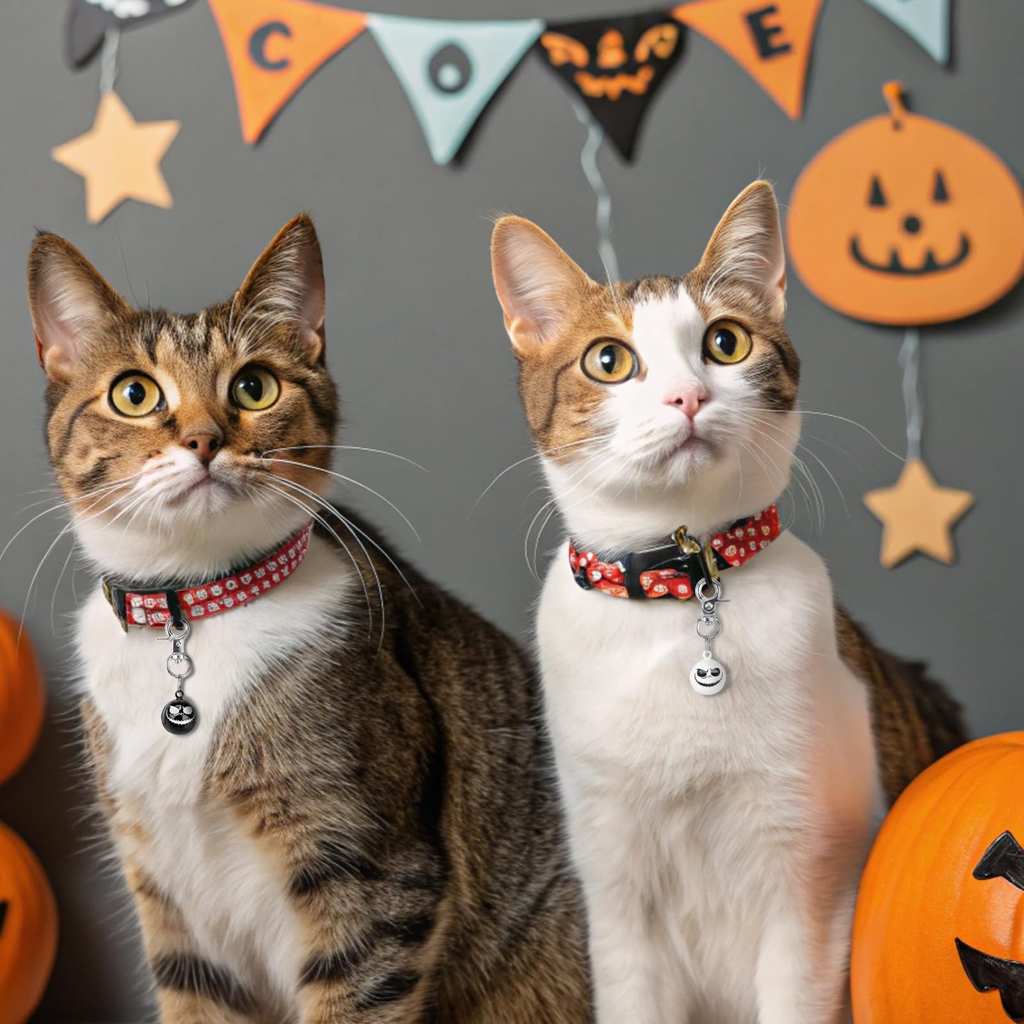EXPAWLORER Halloween Cat Bell 2 Pack - Pet Collar Accessories Bells Loud with Claw Buckle, Holiday Collar Charm Jingle Pendants Ornament Jewelry, Save Birds Tracker, Neck Decoration for Cats Dogs