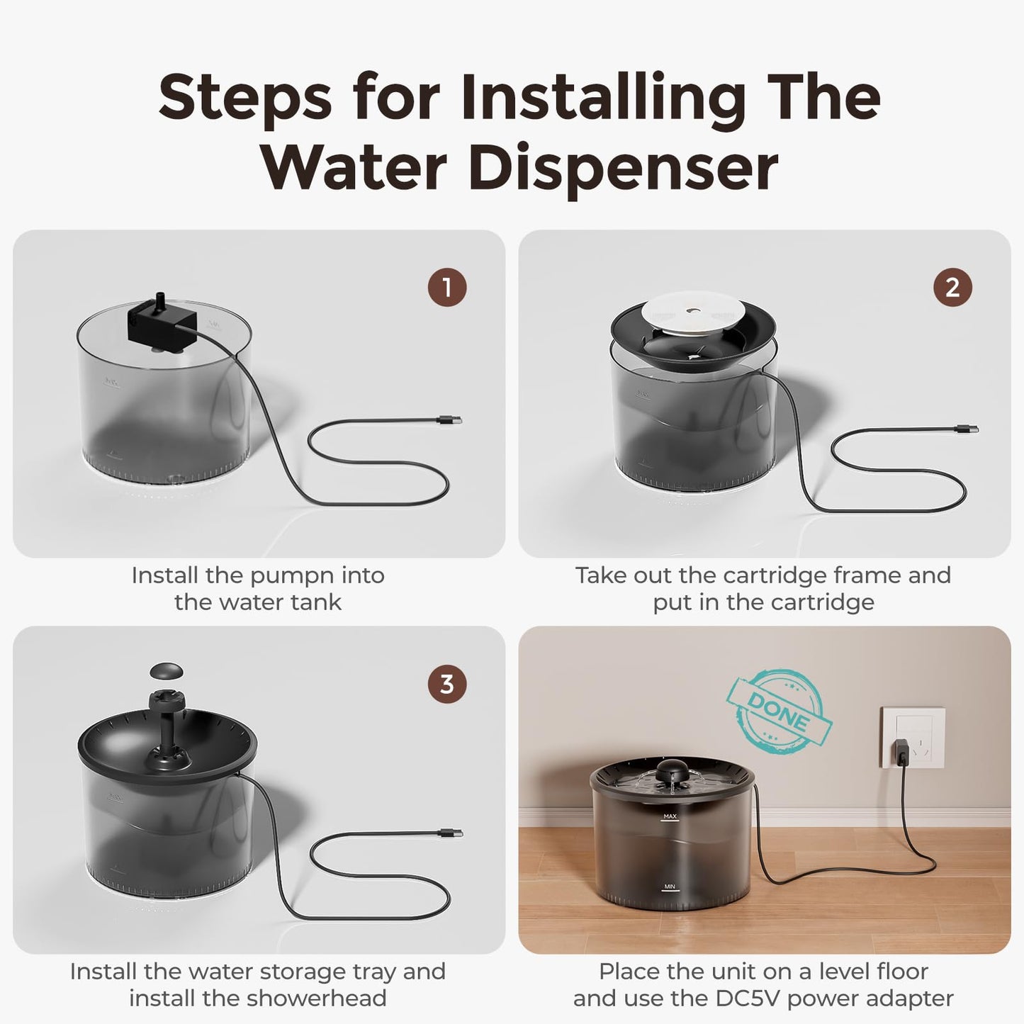 IMIPAW Automatic Cat Feeder WiFi and Water Dispenser, Timed Dry Food Dispenser APP Remote Control, Programmable Portions, Cat Fountains for Drinking with Filter, Small Pets (Combo 3L)