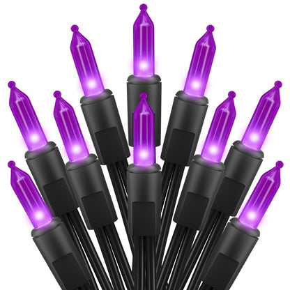 Purple Halloween Mini Lights, 50 Count 13 Feet Incandescent Bulb Mini String Lights, Connectable Halloween Light for Haunted House Ghost Party Holiday Window Indoor Outdoor Decoration, Purple