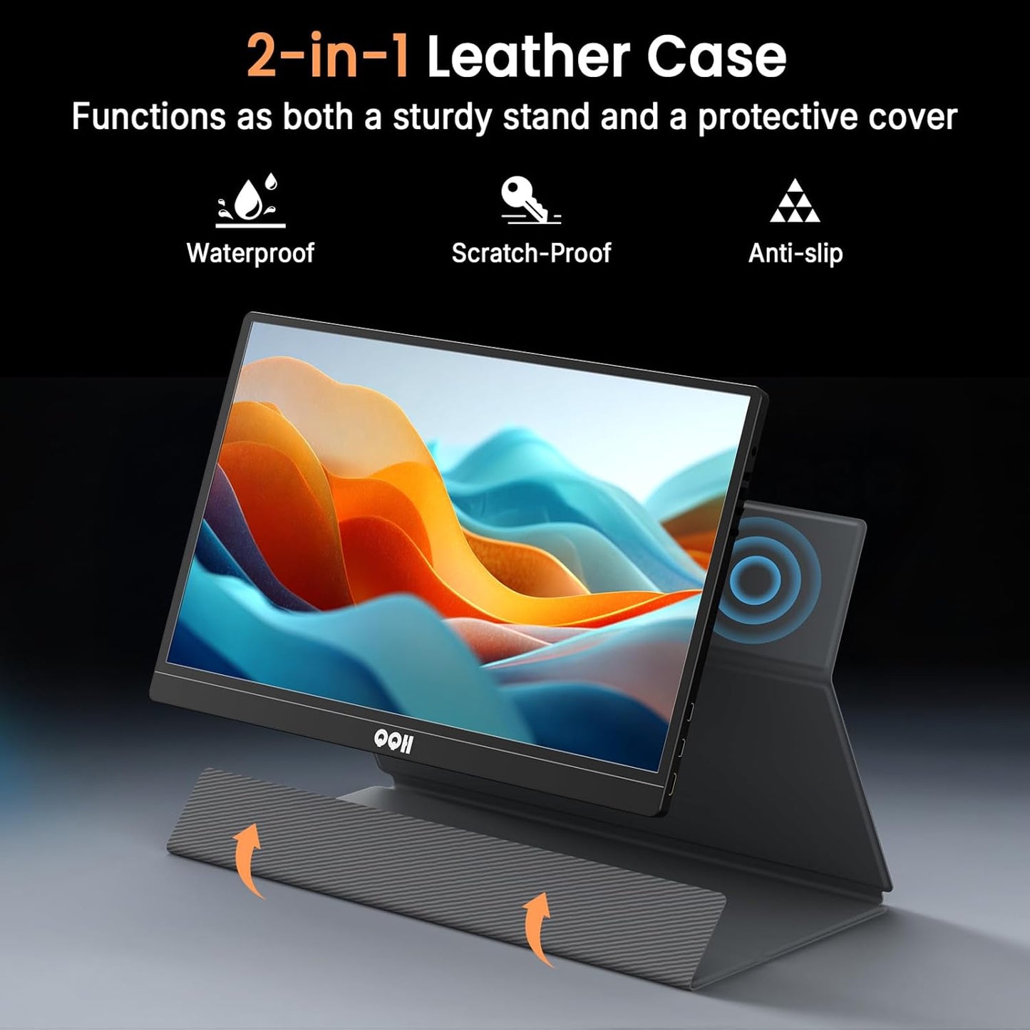 QQH 4K Portable Monitor, 15.6" IPS 3840x2160 UHD USB-C HDMI Travel Portable Monitor for Laptop, Ultra-Slim Alloy Gaming Monitor Second Display with w/Smart Cover for PC, Phone, PS5/4, Xbox, Switch