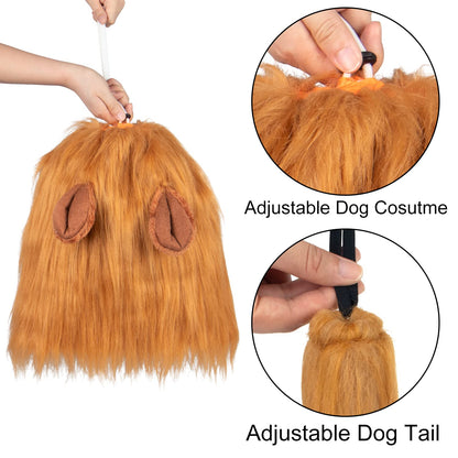 CPPSLEE Lion Mane for Dog Costumes, Realistic Wig for Medium to Large Sized Dogs, Halloween Costumes (Brown)
