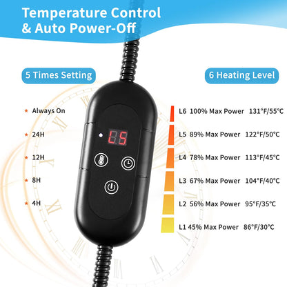 KEKELAN Pet Heating Pad for Dogs, Indoor Outdoor Waterproof Electric Heated Pad Mat for Cats with Chew Resistant Cord,5 Timer and 6 Level Temperature Pet Bed Warmer-15.7x27.5