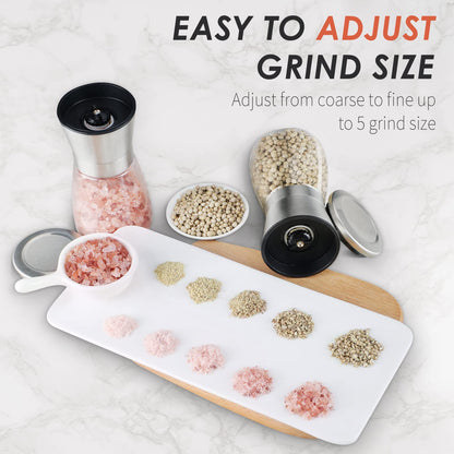 Ebaco Original Stainless Steel Salt or Pepper Grinder - Top Spice Mill with Ceramic Blades, Brushed Stainless Steel and Adjustable Coarseness By Pepper Grinder （Single Package）