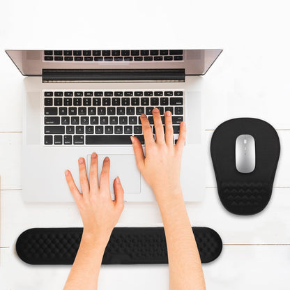Hasinart Ergonomic Mouse Pad and Keyboard Wrist Rest with Massage Design, Space-Saving Mouse Pad Wrist Support, Memory Foam Wrist Rest with Non-Slip PU Base for Computer Desk, Black