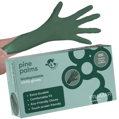 FRAMAR Green Gloves Disposable Latex Free – Heavy Duty Nitrile Gloves Medium, Disposable For Hair Dye, Cooking Glove Medium Nitrile Tattoo Glove, Guantes Desechables, Biodegradable - 100