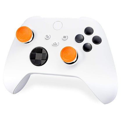 KontrolFreek Rush Performance Thumbsticks for Xbox One and Xbox Series X | Performance Thumbsticks | 2 Mid-Rise, Concave | Orange/White