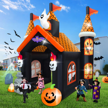 12FT Halloween Inflatable Archway with LED Light, Kalolary Large Haunted House Inflatable Ghost Pumpkin Blow up Tunnel Halloween Outdoor Yard Decoration for Halloween Party Home Lawn Family