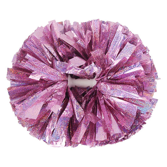 Hooshing 2PCS Pom Poms Cheerleading Professional Holographic Pink Spot with Baton Handle for Girls Kids Team Spirit Sports Cheering