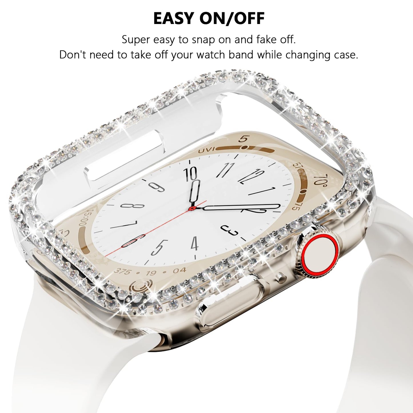 3Pack Rc-Z for Apple Watch Series 9 8 7 45mm Bling Bumper Case Women, Diamond Protective Frame for iWatch iPhone Watch 45 mm Accessories