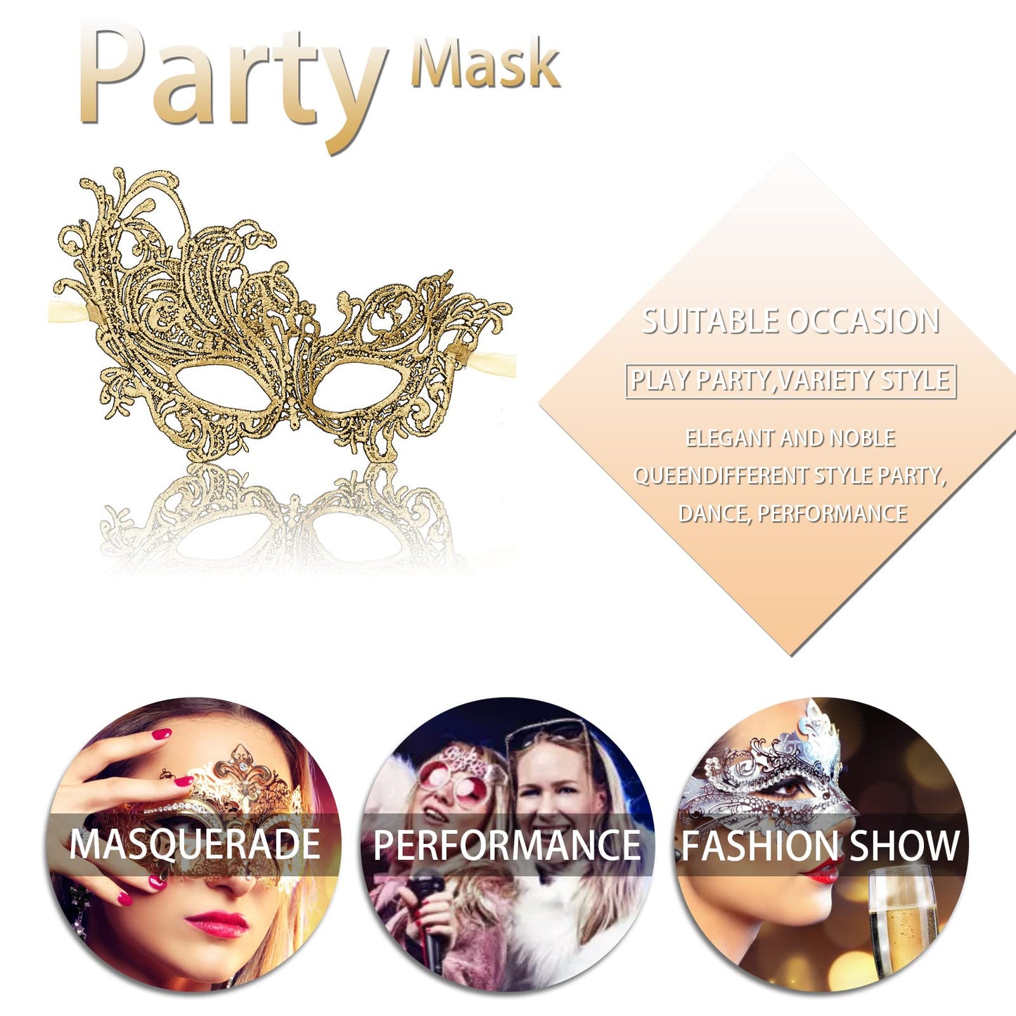 IncreDecor Couple Masquerade Lace Mask Set, Fit for Women & Men Venetian Halloween Masks, Specially for Costume, Mardi Gras (Elegant Couple)