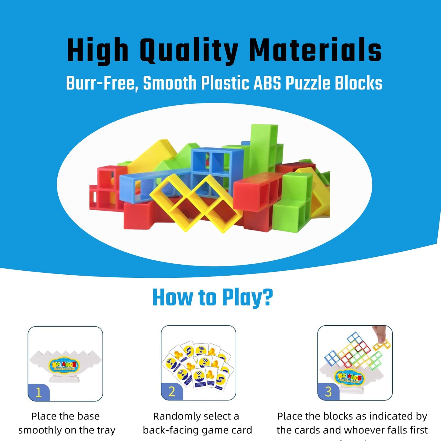 64 Pcs Tetra Tower Stack Game, Team Tower Tumble Giant Stacking Game, Balance Stacking Blocks Game for Kids Ages 6-12 & Adults, Family Party Board Games, Educational STEM Toys (2-4 Players)