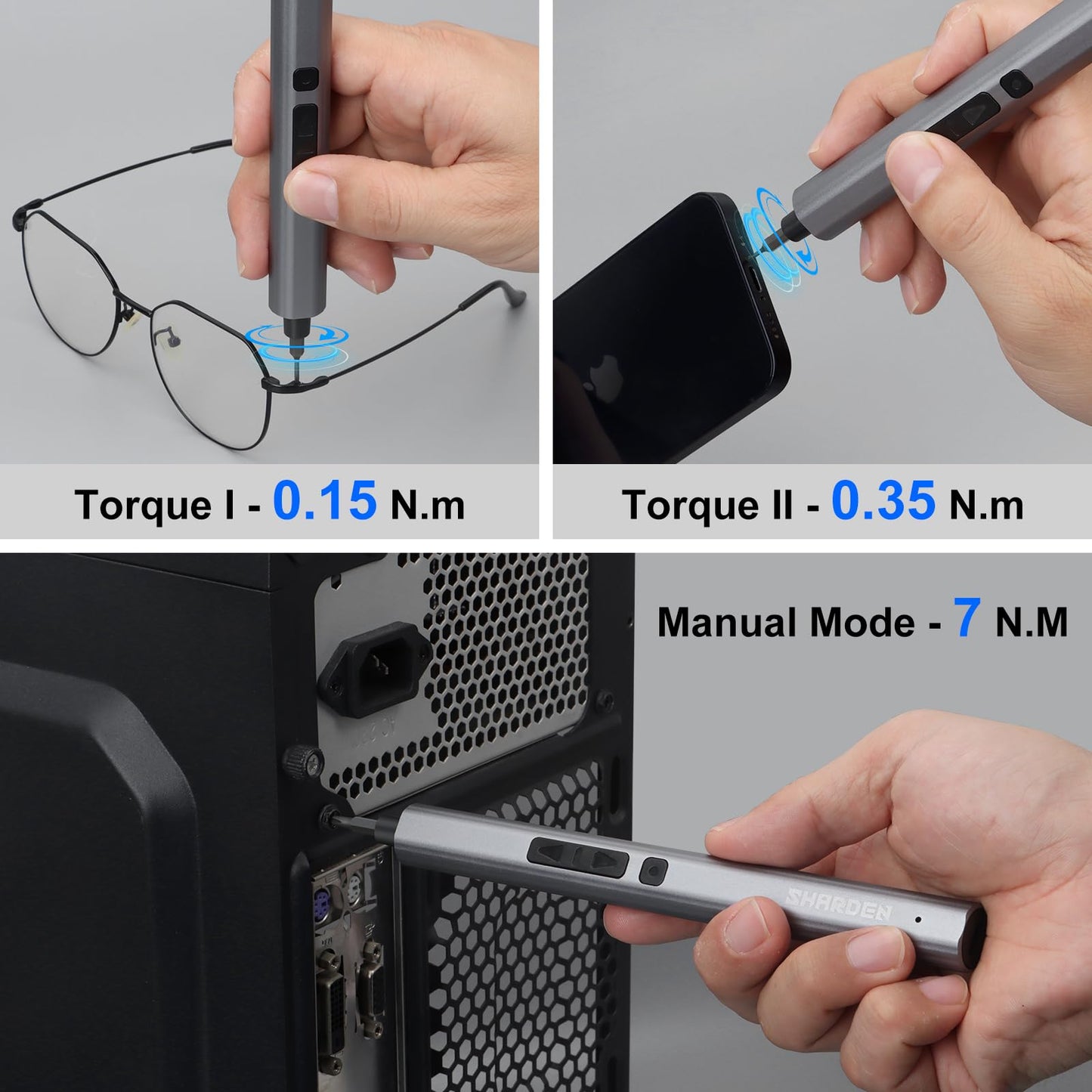SHARDEN Mini Electric Screwdriver, 29 in 1 Small Electric Screw Driver Kit with 24 Magnetic Bits, Precision Cordless Repair Tool for Phone, Camera, Laptop, Watch