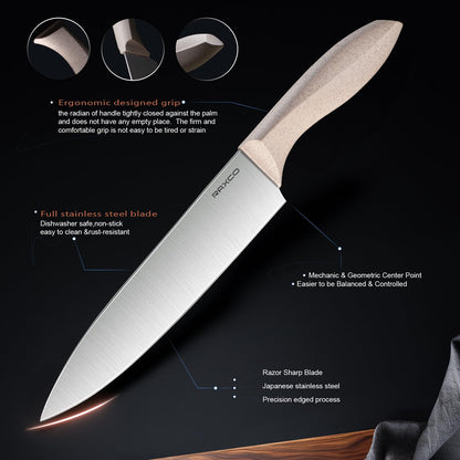 RAXCO Kitchen Utensils Set,18-Piece Cooking Tools and Sharp Knives,Stainless Steel Holder and Cutting Board