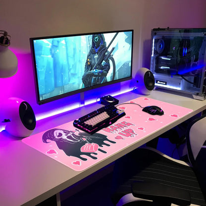 Large Gaming Mouse Pad 31.5 x 11.8in Desk Mat for Office Mousepad Anti-Skid Rubber Base Soft Comfortable and Durable Desk Pad (Pink)