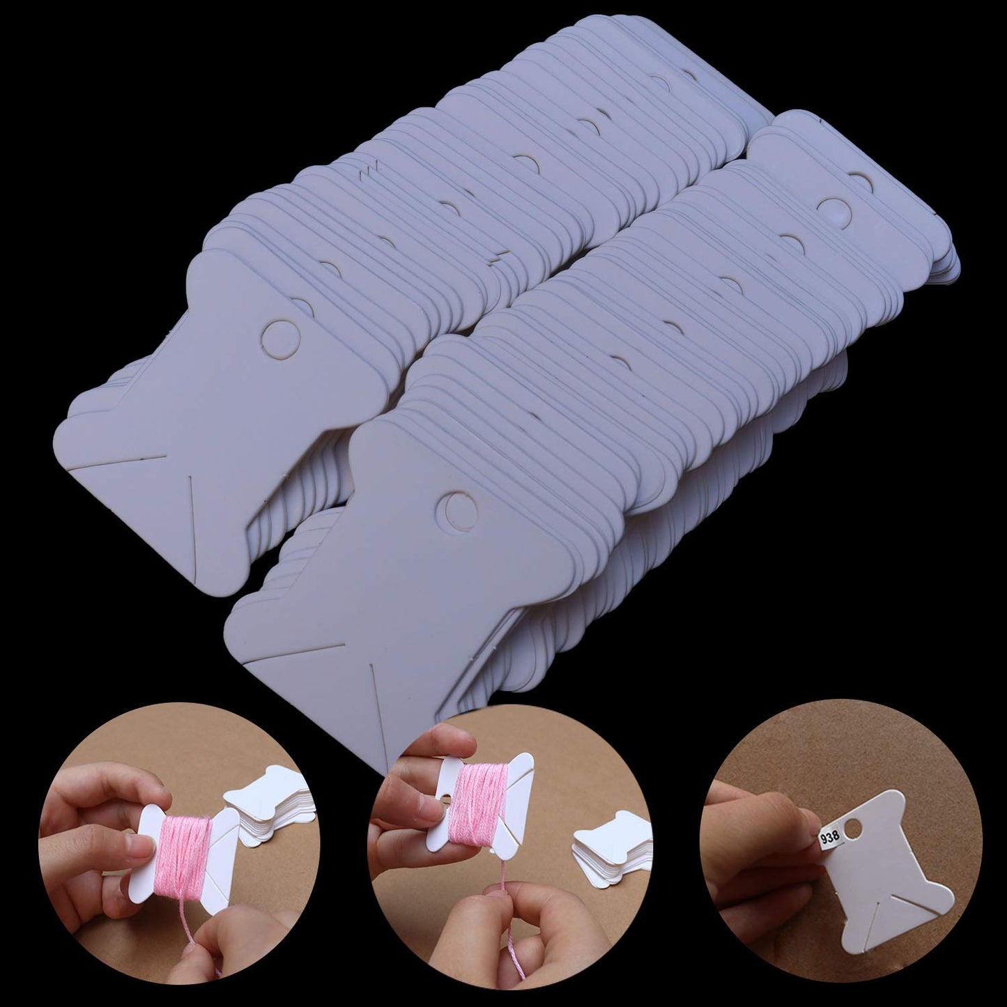 520 Pack Cardboard Floss Bobbins,Floss Cards for Wrap and Store Floss, Needlepoint and Craft Thread ，with 500 Color Number Labels,