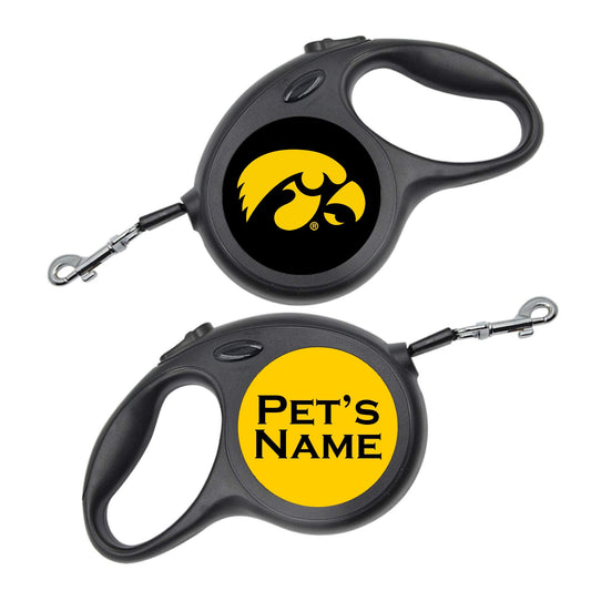 Custom Team Retractable Dog Leash Personalized w/Your Pet's Name (Iowa Hawkeyes)