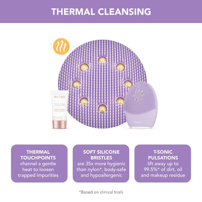 FOREO Luna 3 Plus Silicone, Facial Cleansing Brush, Face Sculpting Tool, Anti Aging Face Massager, Instant Face Lift, Enhances Absorption of Facial Skin Care Products, Normal Skin