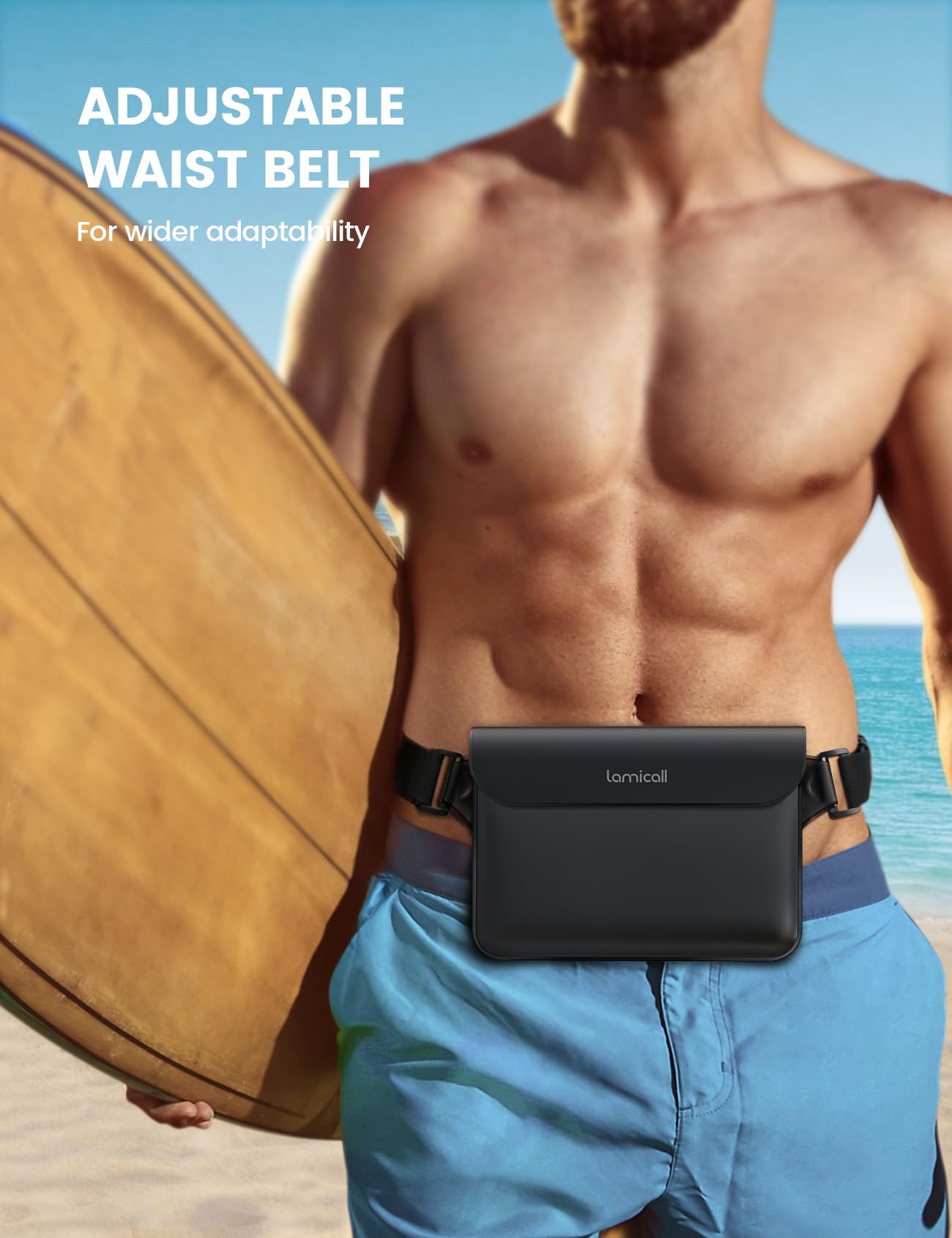 Lamicall [2Pack] Waterproof Fanny Packs, Dry Bag Pouch - [Elastic Waist Strap] Phone Waterproof Waist Pouch Dry Bag, Beach, Kayaking, Swimming, Cruise Essentials, 8.7” for iPhone 16 15 14 13 Pro Max