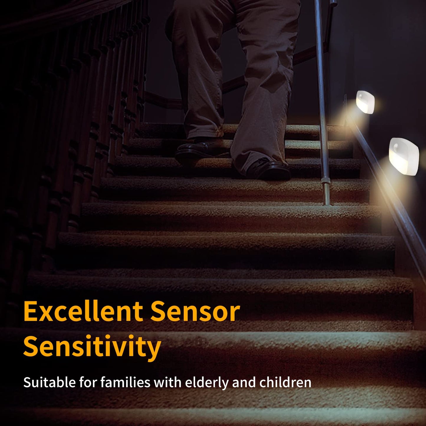 LED Night Light with Motion Sensor, AmmToo Motion Light with Battery, Indoor Night Light, Cabinet Lighting, Auto On/Off Light Sensor Light for Hallway, Stairs, Bathroom, Bedroom (Pack of 2)