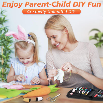 Coquimbo Sewing Kit Christmas Gifts for Grandma, Mom, Adults, Kids, Beginner, Traveler, Emergency, Portable Sewing Supplies Contains Soft Tape Measure, Scissors, Thread, Sewing Needle etc(Black, S)