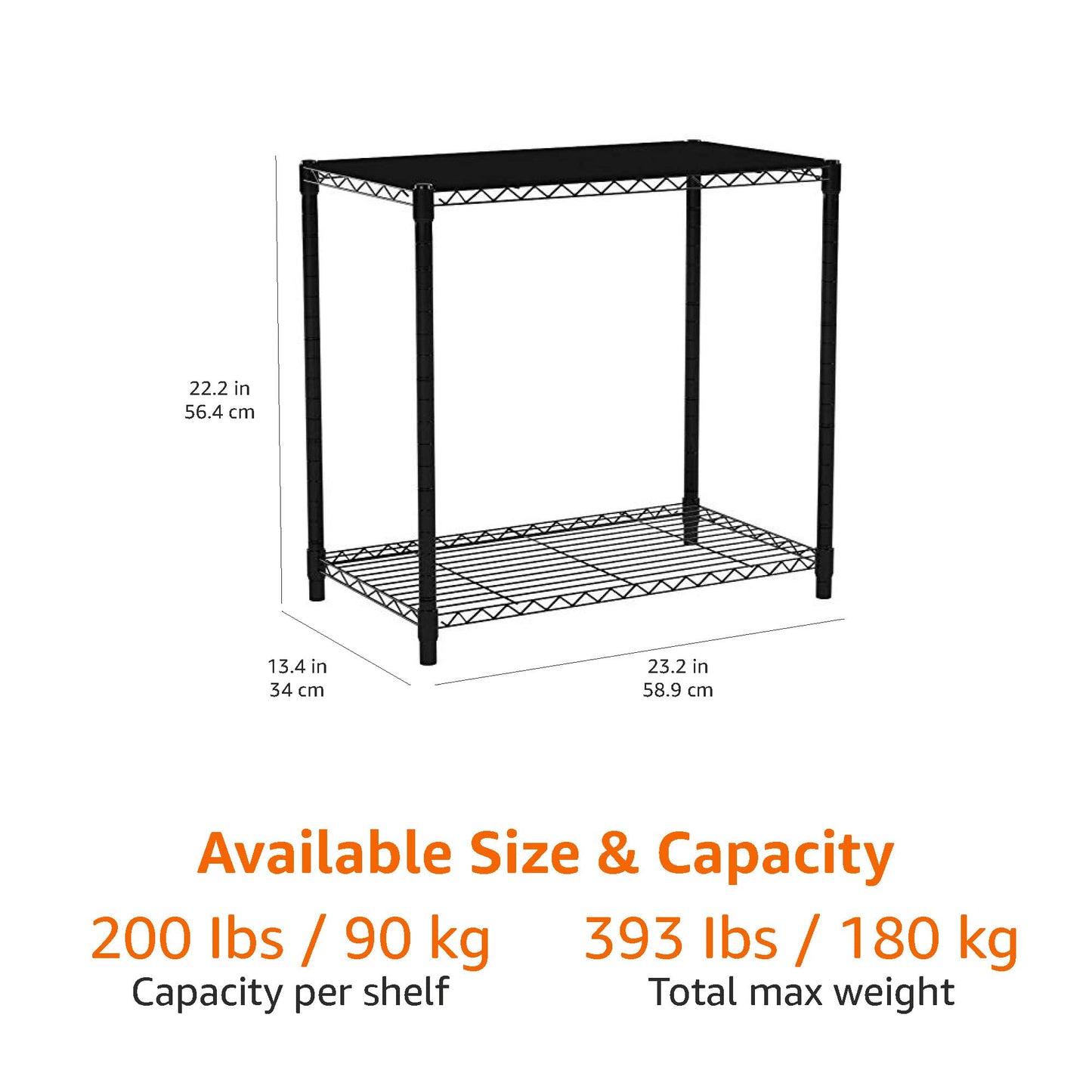 Amazon Basics 3-Shelf Adjustable Heavy Duty Steel Wire Rack Storage Shelving Organizer for Kitchen, Garage, 23.2" L x 13.4" W x 30" H, Black