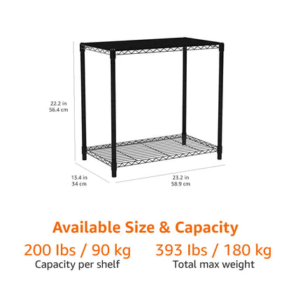 Amazon Basics 3-Shelf Adjustable Heavy Duty Steel Wire Rack Storage Shelving Organizer for Kitchen, Garage, 23.2" L x 13.4" W x 30" H, Black