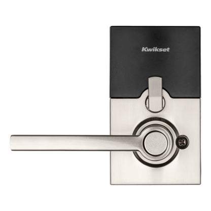 Kwikset SmartCode 917 Keypad Keyless Entry Contemporary Residential Electronic Lever Lock Deadbolt Alternative with Halifax Door Lever and SmartKey Security, Satin Nickel