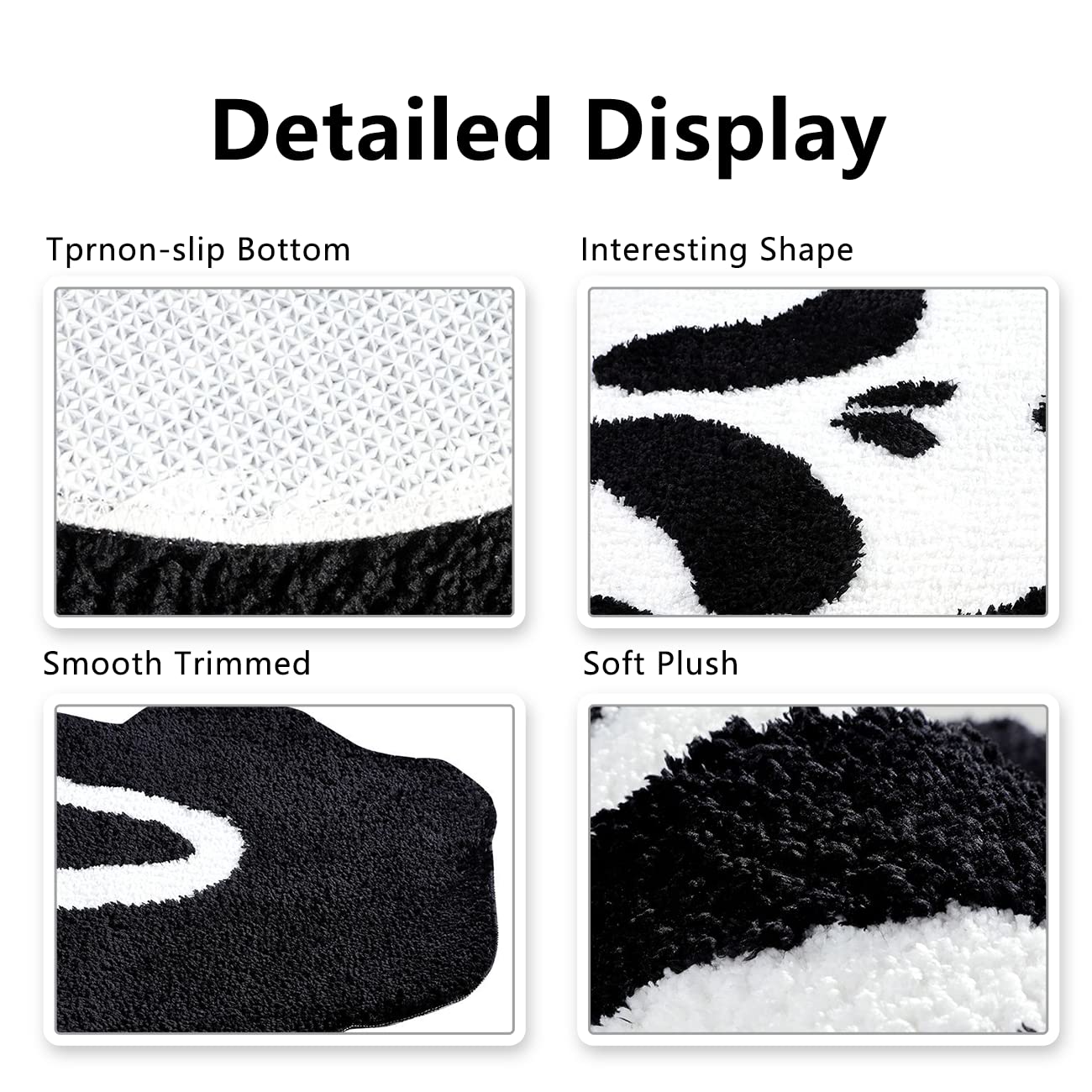 Kaupuar Large Skull Bath Mat Fluffy Black Bath Rugs Soft Plush Non-Slip Bathroom Rug Mats Halloween Decorative Welcome Doormat Washable for Toilet, Bedroom, Living Room, 22" x 43"