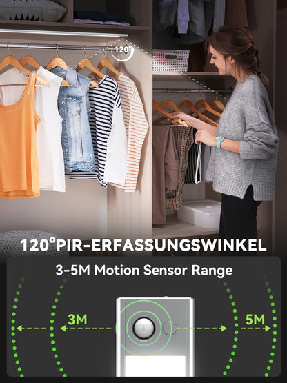 60 cm Under-Unit Light Kitchen LED Dimmable, 216 LEDs Cabinet Lighting with Motion Sensor, 4500 mAh Rechargeable Lighting LED Strip, 3 Colour Modes, Magnetic LED Strip for Cupboard, Wardrobe