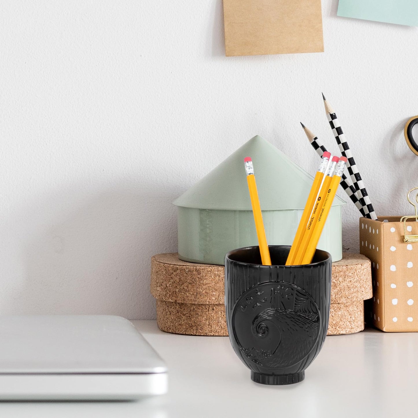 Jay Franco Disney Nightmare Before Christmas Tumbler - Black Resin Toothbrush/Pen Holder Features Jack & Sally - Bathroom Décor