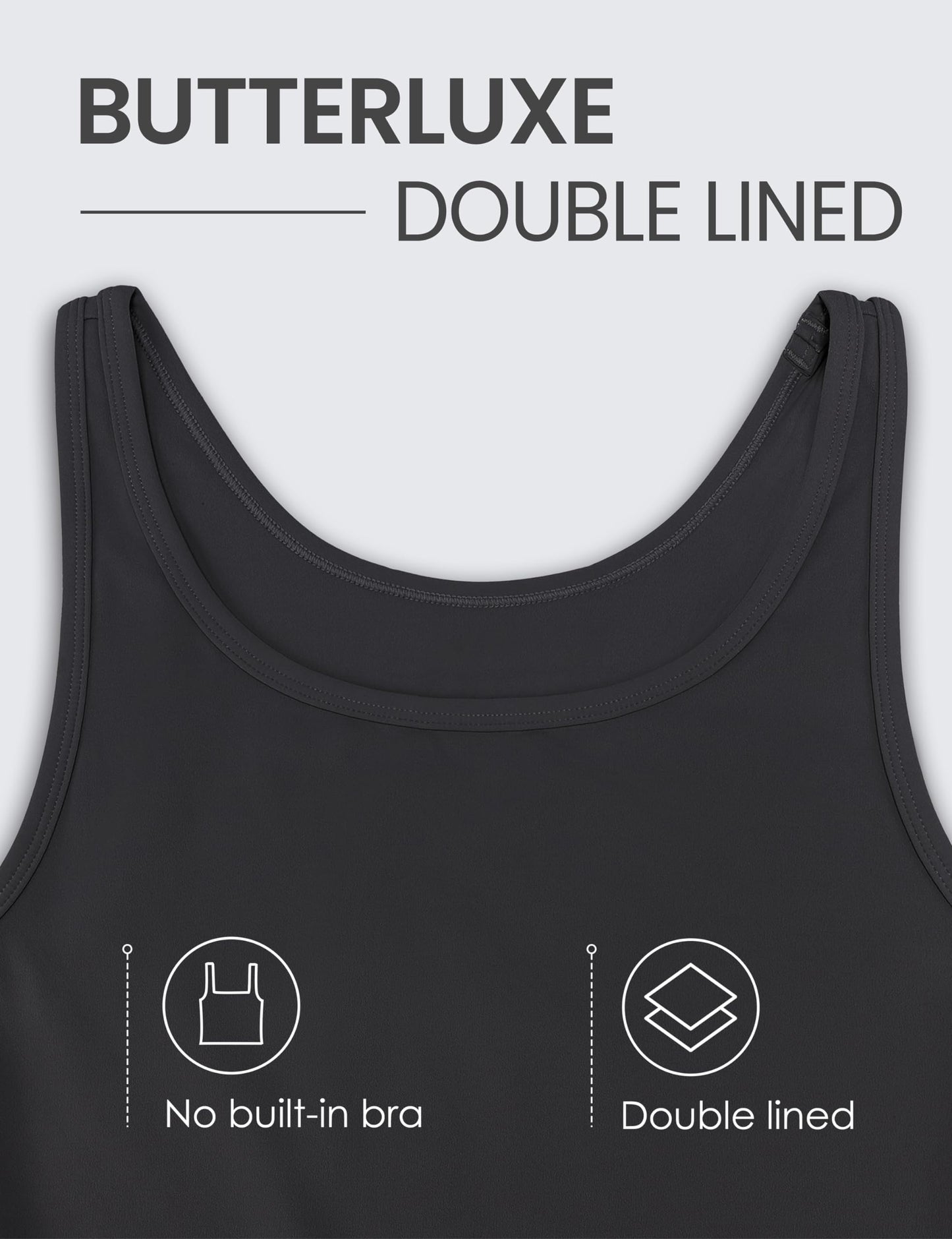 CRZ YOGA Womens Butterluxe Double Lined Workout Tank Tops Scoop Neck Racerback Cropped Casual Sleeveless Shirt Black Small