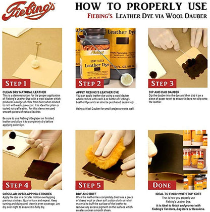 Fiebing's Leather Dye (4 Fl Oz, Turquoise) - Alcohol-Based, Penetrating, Permanent Dye for Shoes, Boots, Belts, Bags, Furniture - Includes Wool Dauber Applicator - Recolor & Restore Leathercraft