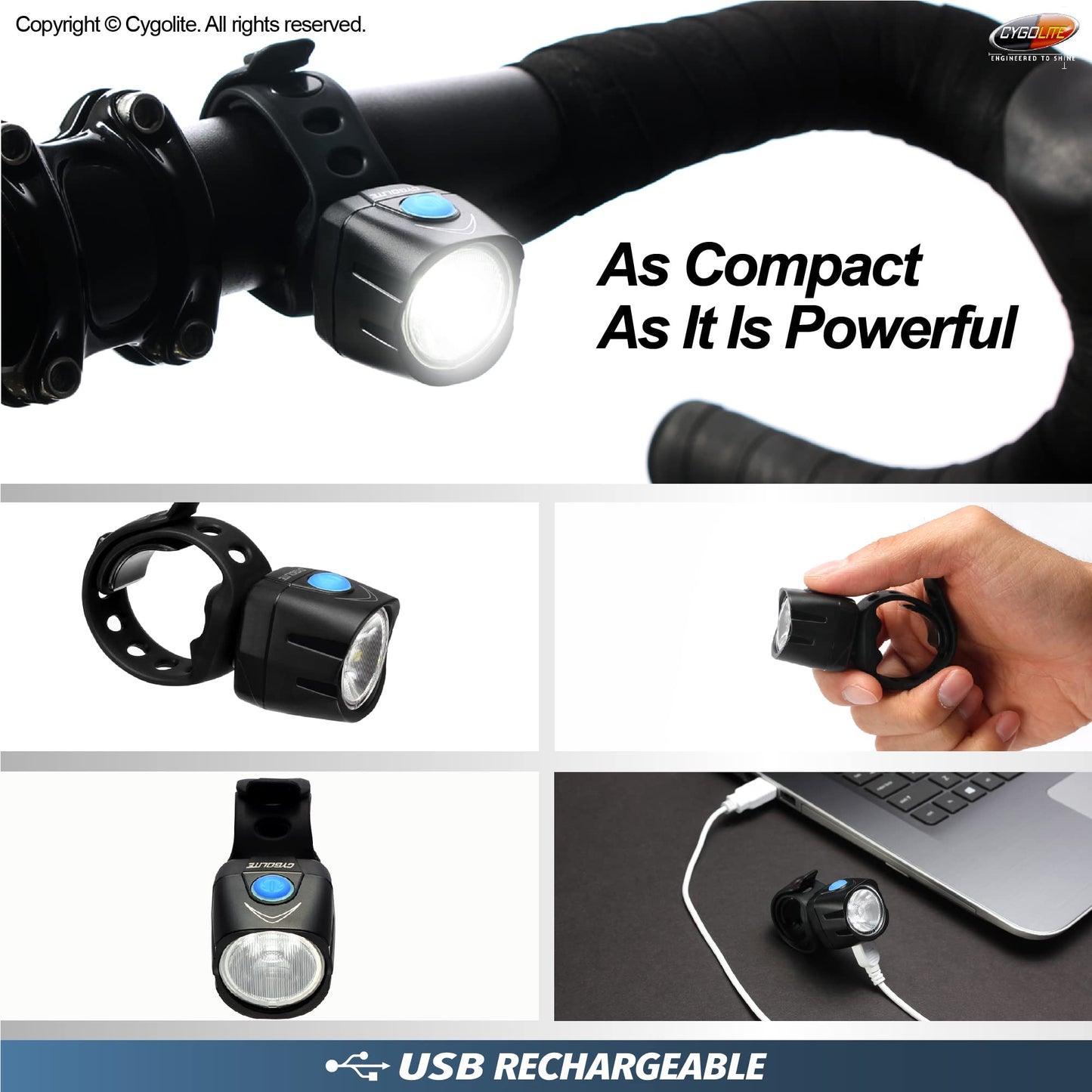 Cygolite Dice HL– 150 Lumen Bike Light– 6 Night & 2 Daytime Modes– Ultra Compact Design– IP64 Water Resistant– Sturdy Flexible Mount– USB Rechargeable Headlight - for Aero Road & Commuter Bicycles