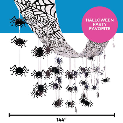 Fun Express 12 Ft. x 12" Hanging Black Spider Ceiling Halloween Decoration, Great for Halloween parties, Trunk Or Treat and Other Spooky Celebrations