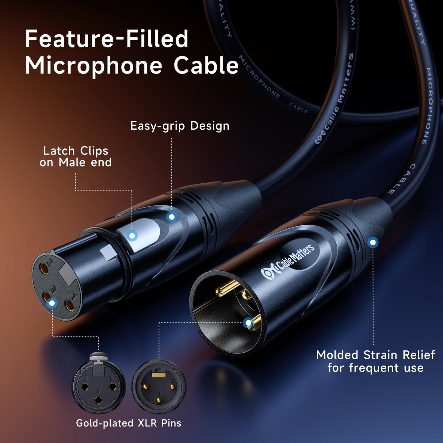 Cable Matters 2-Pack Premium XLR to XLR Cables - 6ft, Male to Female Microphone Cable, Oxygen-Free Copper (OFC) Mic Cord, Black
