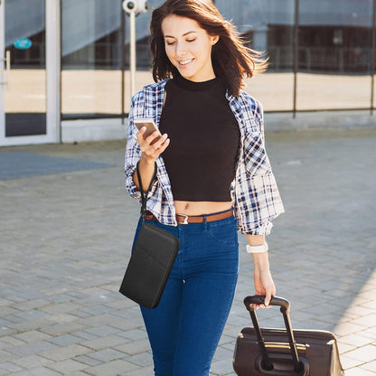 FINTIE Family Passport Holder Wallet, RFID Blocking Travel Document Organizer Clutch Bag Credit Cards Case Cover for Women Men, Black