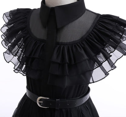 Gunaniti Black Dress Up Costume for Girls Birthday Party Halloween Cosplay Outfit with Accessories 3-12Y (11-12 Years, Black)