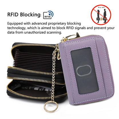 imeetu Rfid Credit Card Holder,Genuine Leather Businese Card Case,Rfid Blocking Wallet for Women & Men(Max - Light purple)