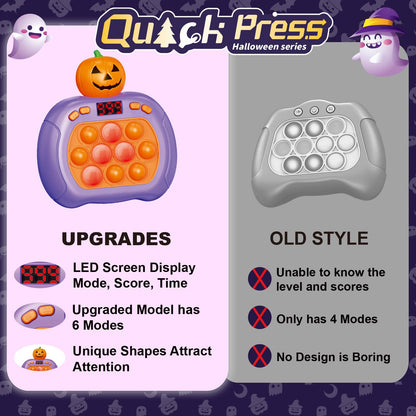 Halloween Pop Game Fidget Toys for Kids and Adults, Quick Push Pop Puzzle Light up Fidget Toy 8-12, Fast Push Bubble Sensory Toys for Kids Ages 3-12