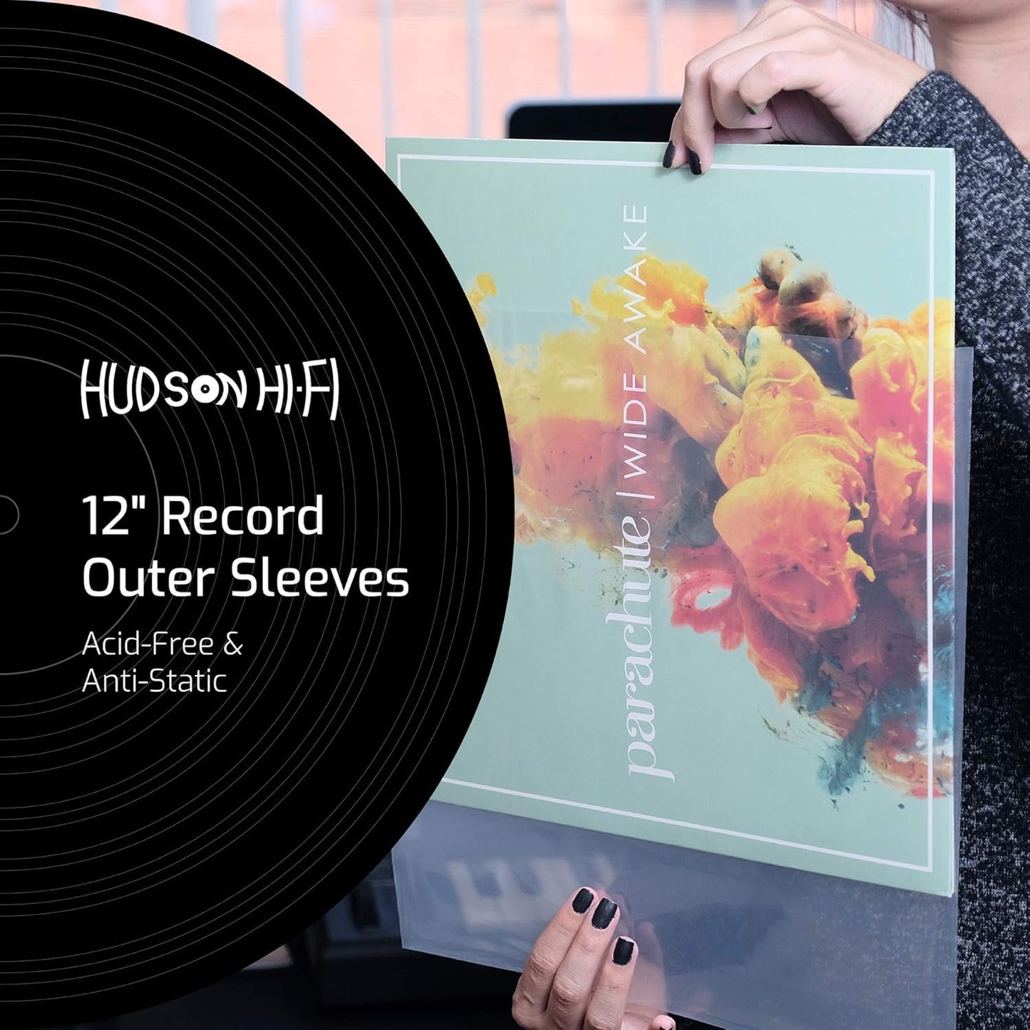 Hudson Hi-Fi Vinyl Record Outer Sleeve Covers - 50 Pack - Premium Crystal Clear Sleeves - Protect Your LP Albums from Scratches, Dirt & Dust - 3 Layers of 30µm Thick No-Acid Exterior Disc Cover