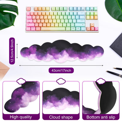 Keyboard Cloud Wrist Rest for Computer, Keyboard High Density Memory Foam Wrist Pad with Non-Slip Base Keyboard Pad for Typing Pain Relief Keyboard Hand Rest for Laptop/Computer(Star Purple)