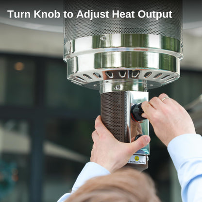 EAST OAK 50,000 BTU Patio Heater for Outdoor Use With Round Table Design, Double-Layer Stainless Steel Burner and Wheels, Outdoor Patio Heater for Home and Commercial, Bronze, 31.9" x 31.9" x 86.6"