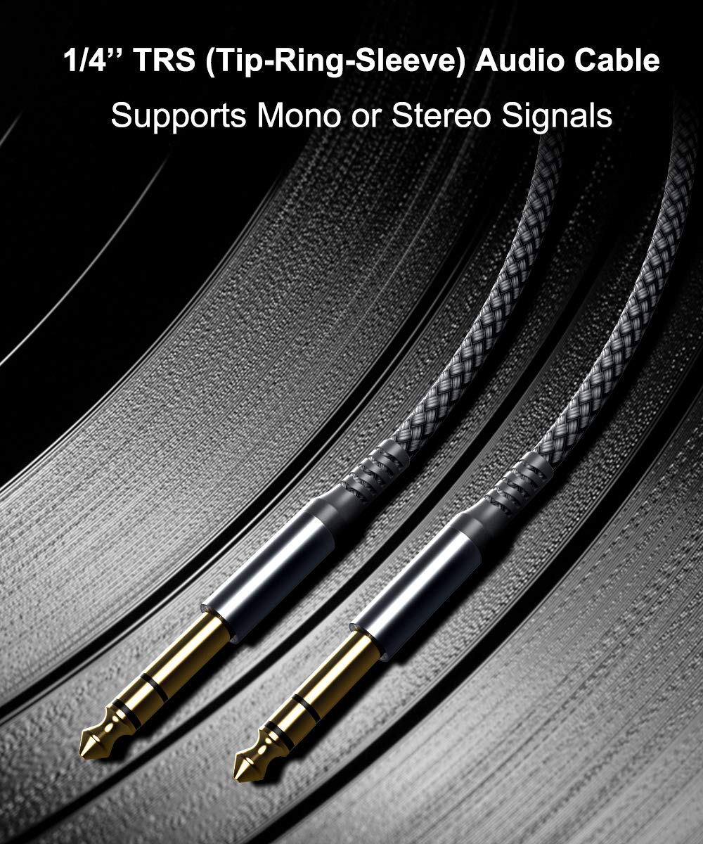 Elebase 1/4 Inch TRS Instrument Guitar Cable 10ft 2Pack,Straight 6.35mm Guitar Bass AMP Cord,Quarter Inch 6.3mm Male Jack Stereo Audio Balanced Line for Electric Guitar,Bass,Keyboard,Amplifier,Speaker