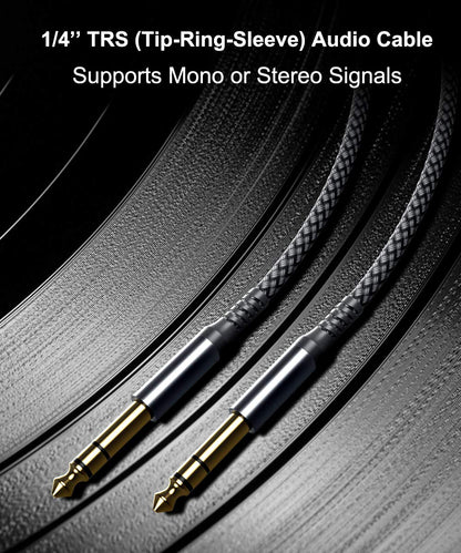 Elebase 1/4 Inch TRS Instrument Guitar Cable 10ft 2Pack,Straight 6.35mm Guitar Bass AMP Cord,Quarter Inch 6.3mm Male Jack Stereo Audio Balanced Line for Electric Guitar,Bass,Keyboard,Amplifier,Speaker